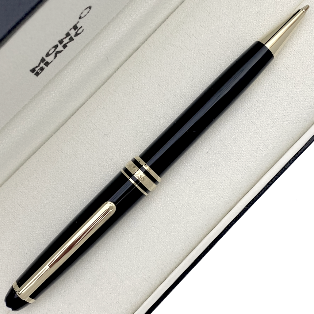 Montblanc Minenbleistift schwarz gold gedreht in Box liegend