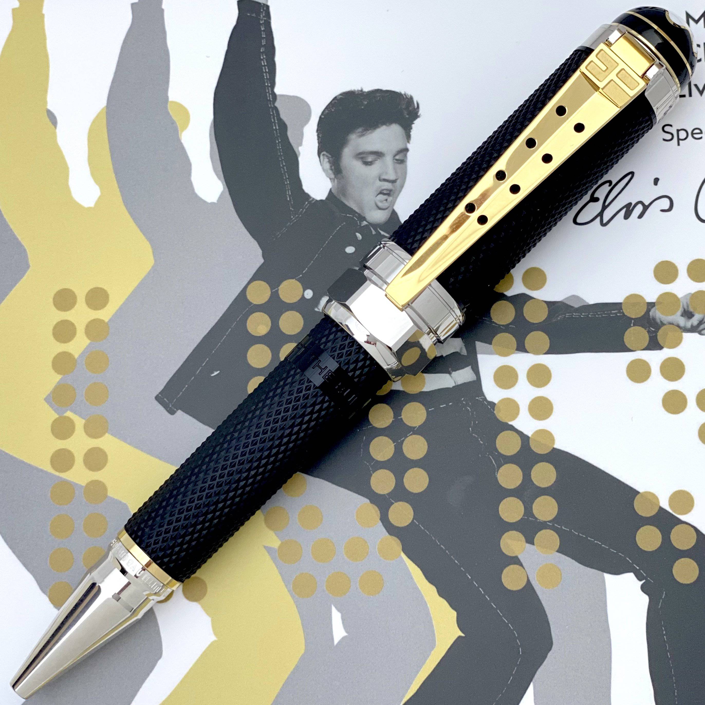 Draufsicht auf schwarz goldenen Kugelschreiber