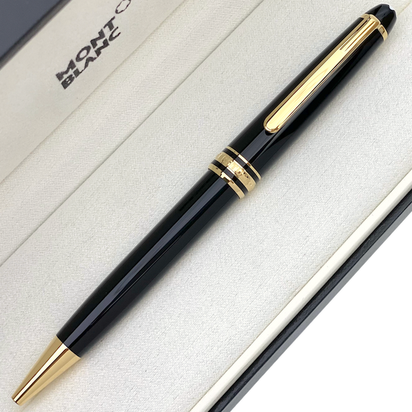 Schwarz goldener Montblanc Kugelschreiber in Box liegend