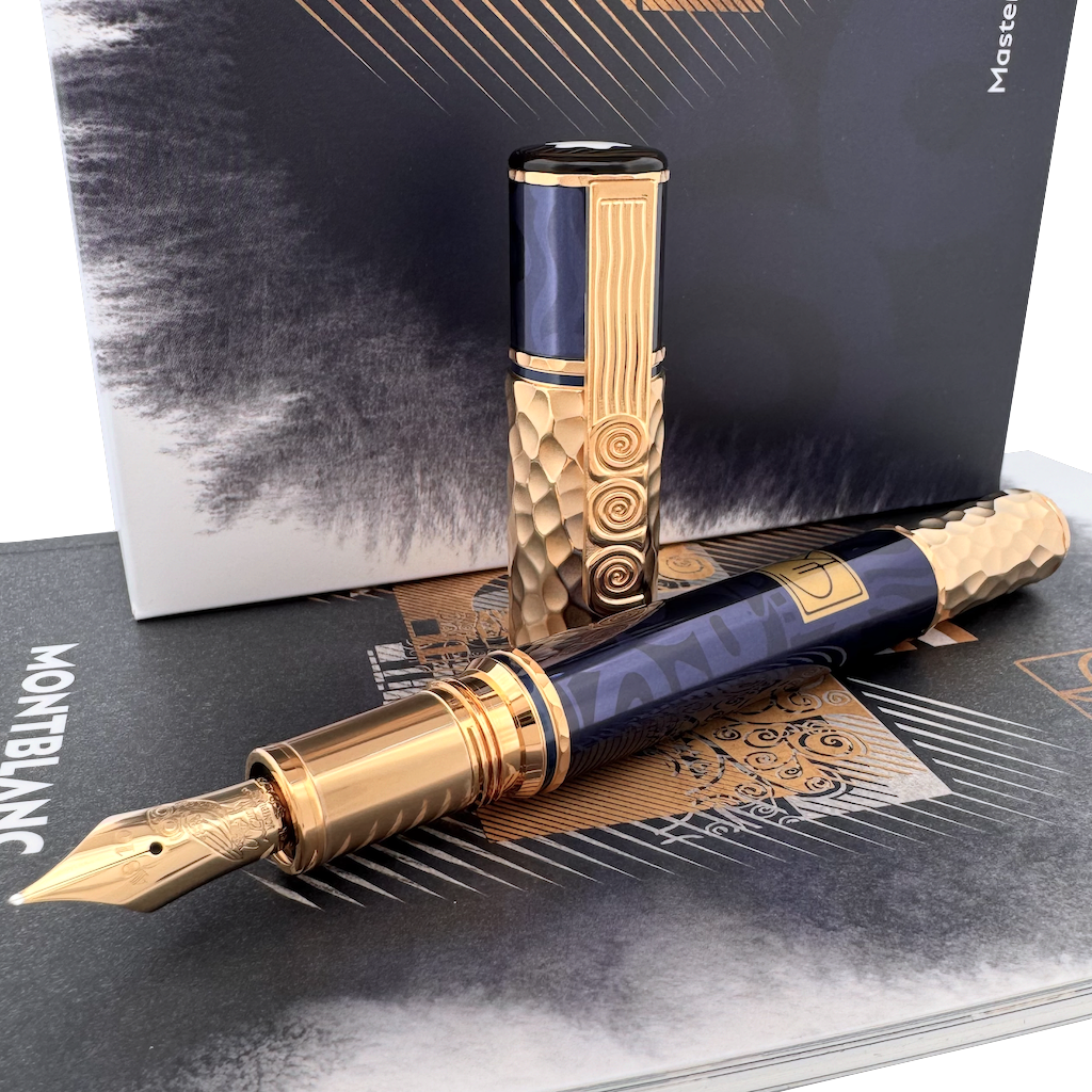 Blau goldener Klimt 4810 Füllfederhalter geöffnet auf Serviceguide