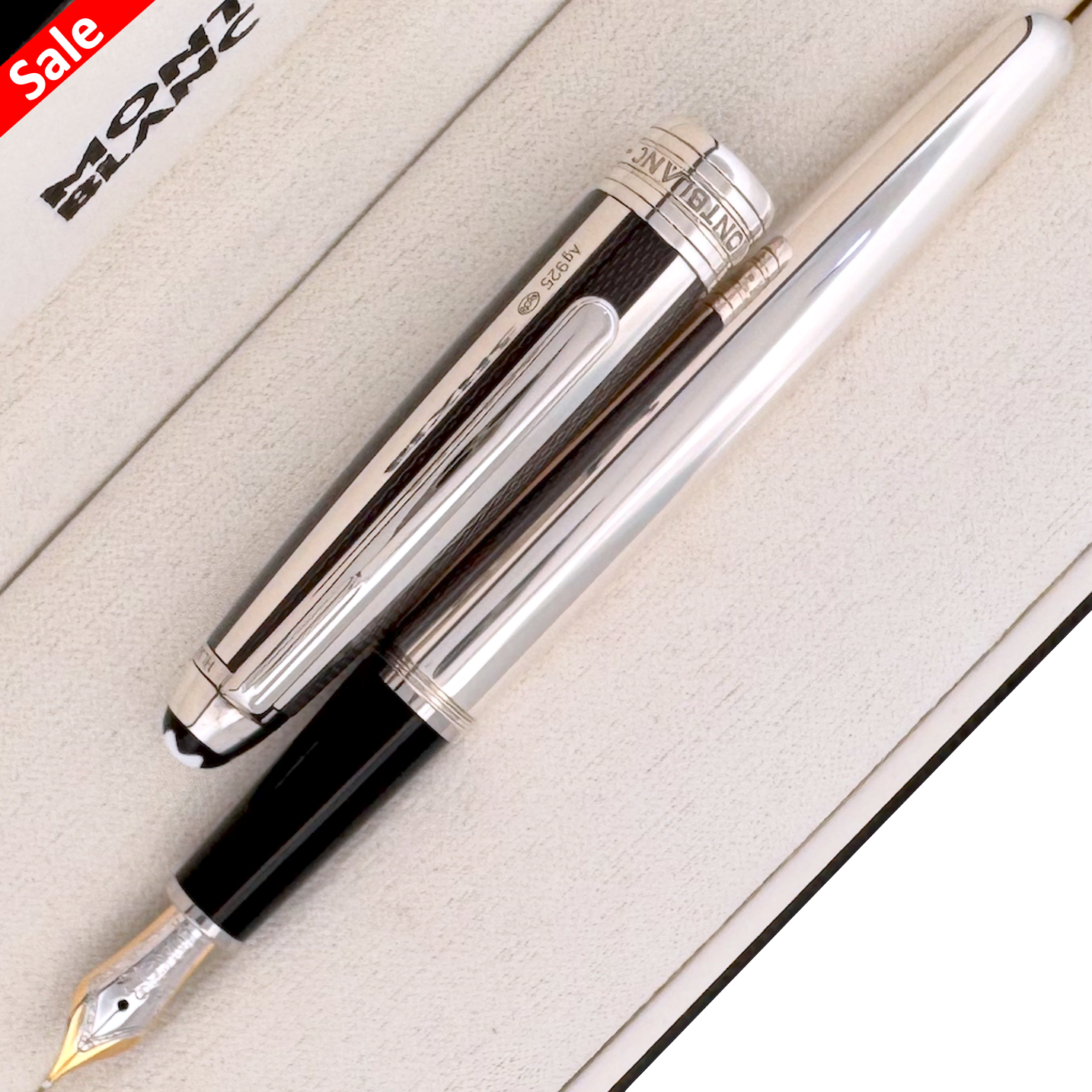 Montblanc Meisterstück Solitaire Classique 925er Silver Fibre Guilloche Fountain Pen - SALE