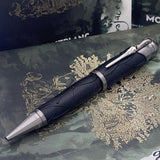schwarzer Montblanc Grimm Kugelschreiber liegen auf Originalverpackung