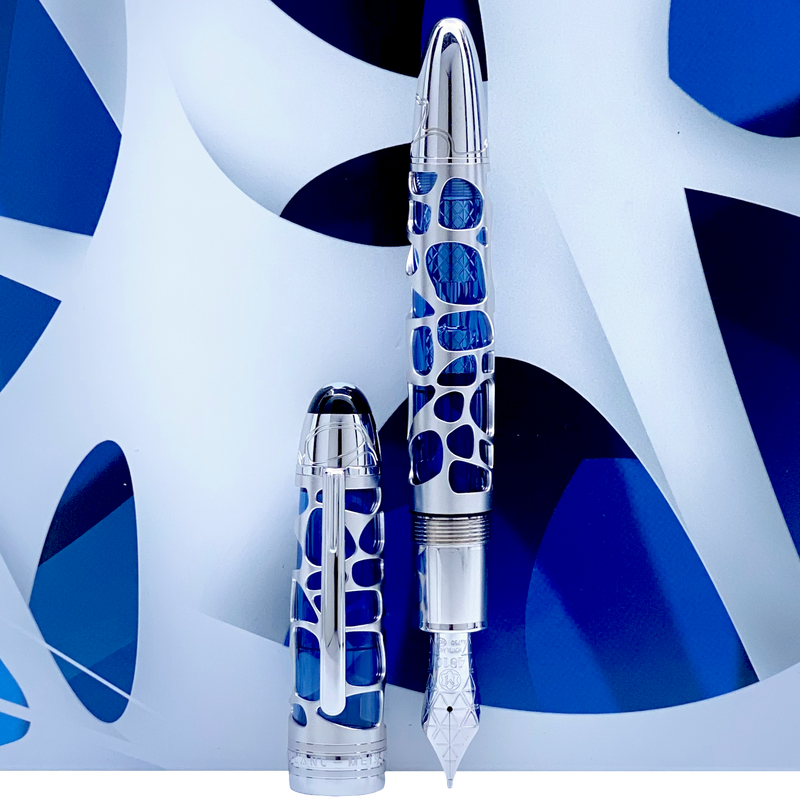 Montblanc blue skeleton fountain pen deals